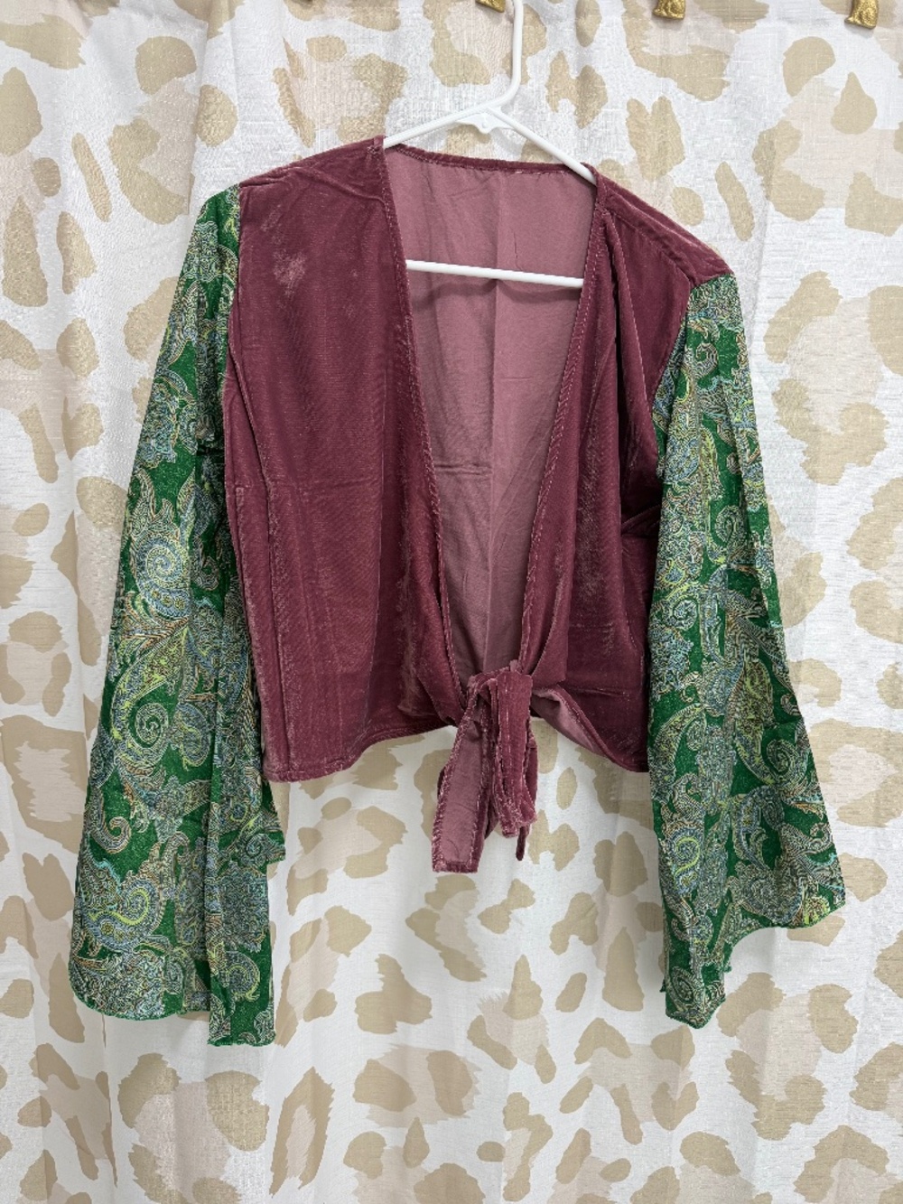 Handmade Fairycore / 🧚Whimsigoth Velvet Tie-Front Crop Top